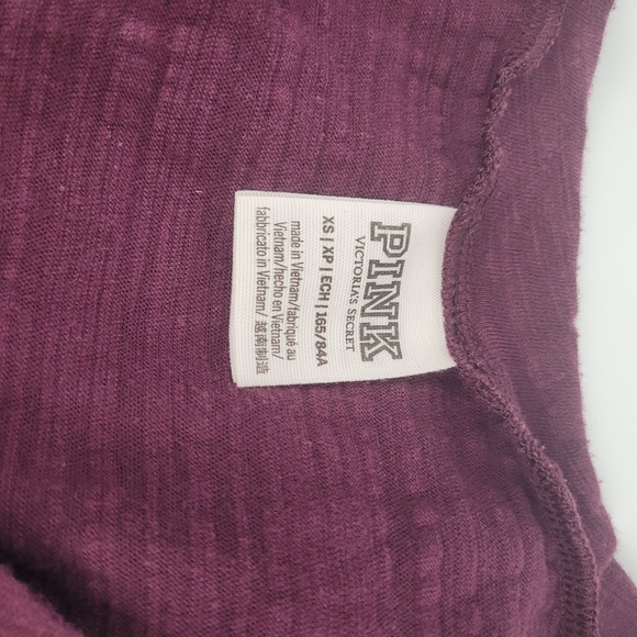 Victoria Secret PINK T Shirt Burgundy Silver Bling Logo LOT OF 3 XS - Picture 2 of 6